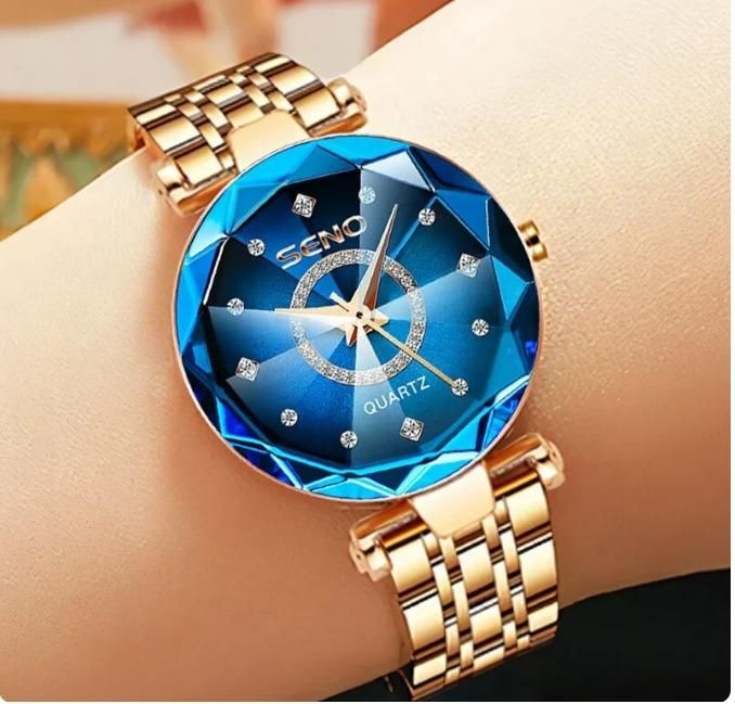 Diamond Shape Multicolor Dial Watch with Rose Gold Strap – Women & Girls